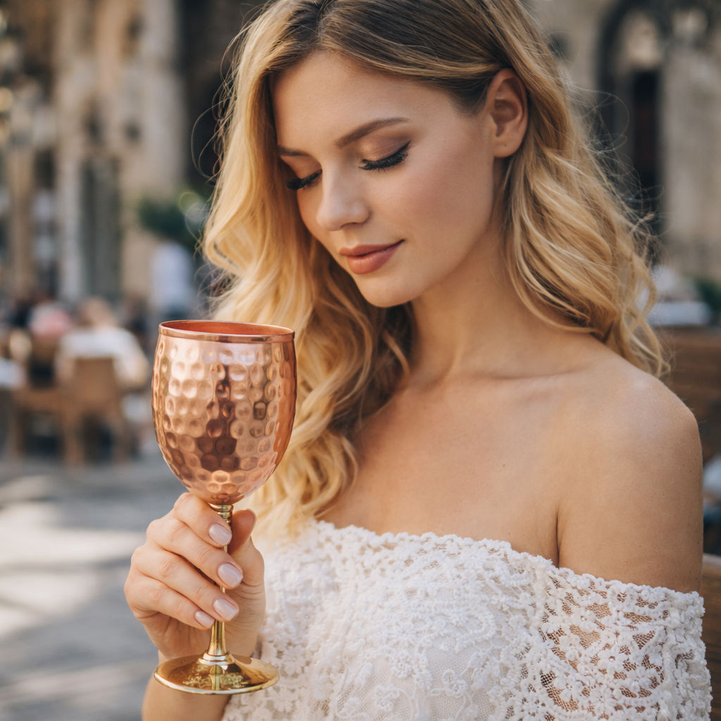 Handmade Hammered Copper & Brass Champagne Wine Glass